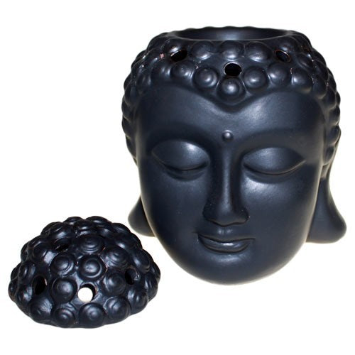 Buddha-Kopf Duftlampe – Schwarz (Keramik)