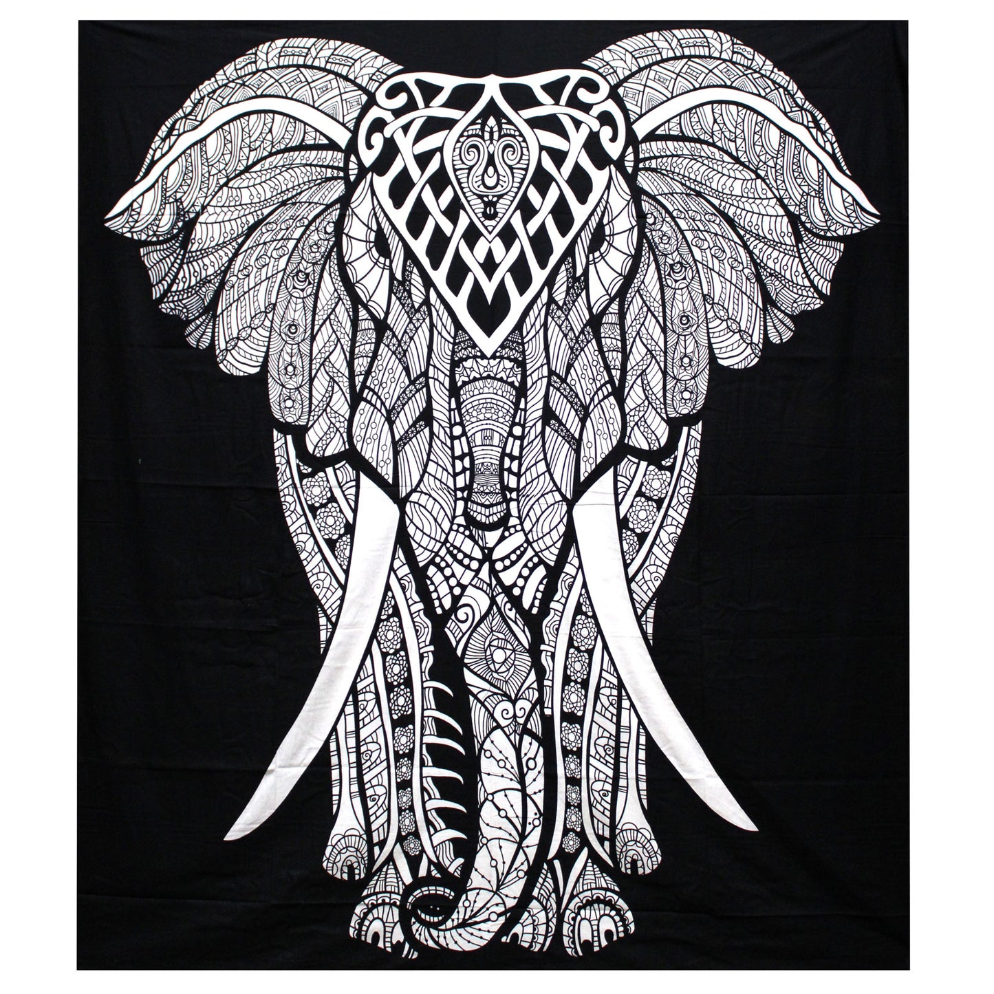 Schwarz-Weiße Tagesdecke / Wandbehang – Elephant (230 x 200 cm)