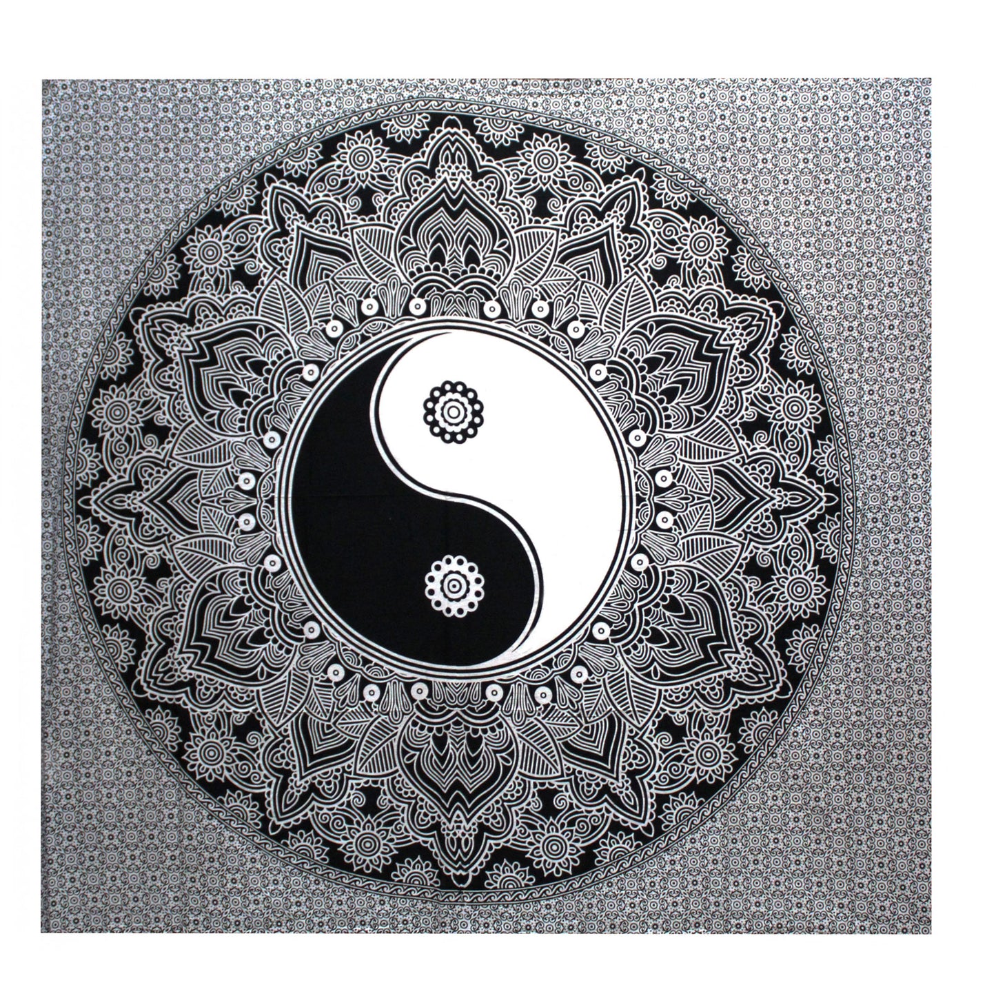 Schwarz-Weiße Tagesdecke / Wandbehang – Yin Yang (230 x 200 cm)