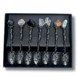 Set aus 7 Hexenlöffeln – Dunkelsilberner Edelsteinkristall