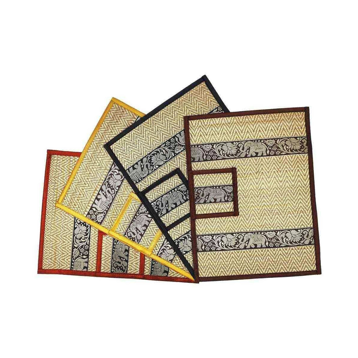 Thai Tisch-Set „Elefantenmuster“ – 8-teilig