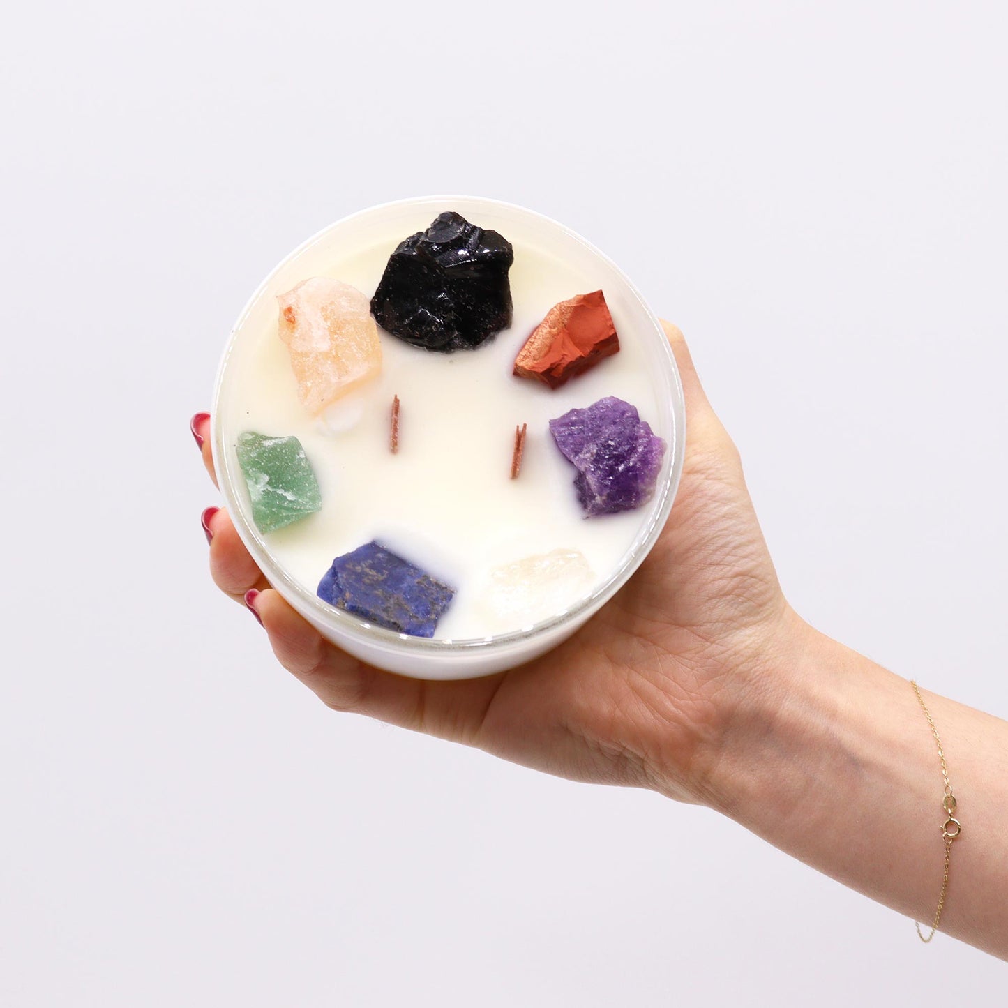 Große Chakra-Kristallkerze – Sieben Chakra