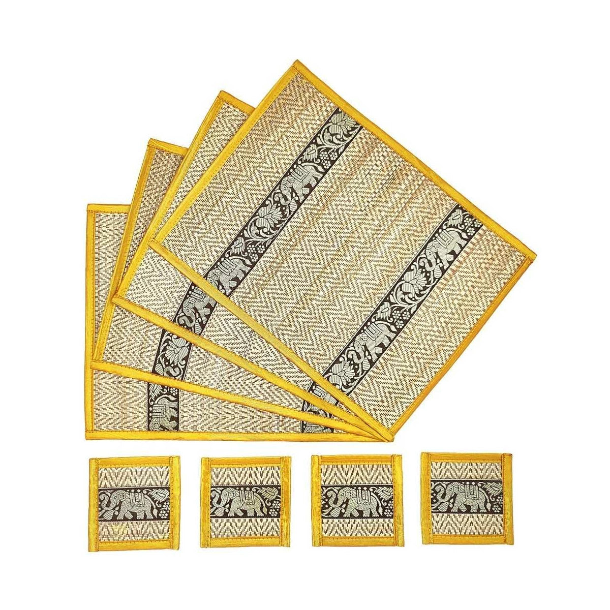 Thai Tisch-Set „Elefantenmuster“ – 8-teilig